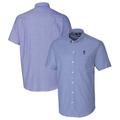 Men's Cutter & Buck Powder Blue Kansas Jayhawks Vault Stretch Oxford Short Sleeve Button-Down Shirt