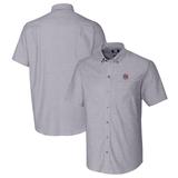 Men's Cutter & Buck Charcoal LSU Tigers Vault Stretch Oxford Short Sleeve Button-Down Shirt