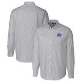 Men's Cutter & Buck Charcoal Air Force Falcons Vault Stretch Oxford Stripe Long Sleeve Button-Down Shirt