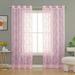 Yipa Single Curtain Panel Grommet Voile Window Curtain Floral Tulle Window Drape Eyelet Ring Top Sheer Curtain Valance Pink W:55 x L:89