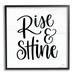 Stupell Industries Rise & Shine Calligraphy Script Rustic Birch Pattern Graphic Art Black Framed Art Print Wall Art Design by Imperfect Dust