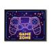 Stupell Industries Vivid Neon Style Game Zone Arcade Gamer Sign 30 x 24 Design by Ziwei Li