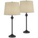 360 Lighting Lynn Modern Industrial Buffet Table Lamps 26 High Set of 2 Dark Bronze Metal Burlap Fabric Drum Shade for Bedroom Living Room Bedside