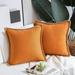 Pack of 2 Farmhouse Decorative Throw Pillow Covers Burlap Linen Trimmed Tailored Edges Orange 20 x 20 inches 50 x 50 cm