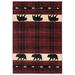 Cottage Tartan Bear Burgundy Accent Rectangle Rug 1 ft. 10 in. x 2 ft. 8 in.