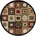 Contemporary Area Rug (7 10 Round) Geometric Black Red Indoor Round Easy to Clean