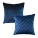 Phantoscope Decorative Throw Pillow Set Soft Silky Velvet & Soft Pleated Velvet Bundle for Sofa Couch Bedroom Navy 18 x 18