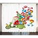Christmas Curtains 2 Panels Set Santa on Motorbike Scooter with Tree and Gifts Funny Cartoon for Kids Xmas Bird Living Room Bedroom Decor 108W X 90L Inches White Green Red by Ambesonne