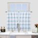 Stripe Pattern Kitchen Valances for Window Waffle Weave Textured Valance Curtains for Kitchen Cafe Windows Home Decor Bathroom Window Curtains 30 x24 1 Set Light Blue and White