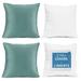 Nestl Plush 2 Pack Solid Decorative Microfiber Square Throw Pillow Cover with Throw Pillow Insert for Couch Teal 22 x 22