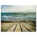 DESIGN ART Designart Wooden Pier in Waving Sea Seascape Photo Canvas Print 40 in. wide x 30 in. high