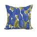 18 x 18 Inch Sunset Tulip Blue Floral Print Decorative Polyester Throw Pillow with Linen Texture