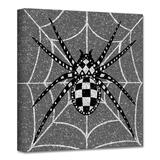 Black and White Glamoween Spider II Square Canvas Halloween Wall Art Decor 12 x 12