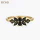 ROXI – bagues de mariage en cristal pour femmes Cool motif fleur noire bague de fiançailles