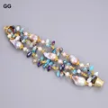 GuaiGuai-Bracelet en cristal multi-documents pour femme bijoux perle baroque Keshi violette 3