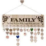 Family Birthday Plaques with Tags Vintage The Alphabet of Family Birthday Wall Hanging Inspirational Quotes Wooden Family Birthday Calendar for Mothers Day Anniversary Valentine s Day Gift