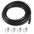 Fuel Line Hose 5mm ID 10mm OD 6.6ft Oil Line Fuel Pipe Rubber Water Hose Black 4 Clamps