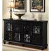 Decorative Lattice Overlay Design Black 4-door Accent Buffet Cabinet