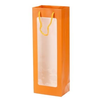 12.8x8.2x36cm Paper Gift Bag with Transparent Window, 3 Pack Bouquet Bag, Orange