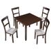 5-Piece Industrial Wood Compact Kitchen Dining Table Set with 4 Padded Chairs for Small House Apartment Dining Room