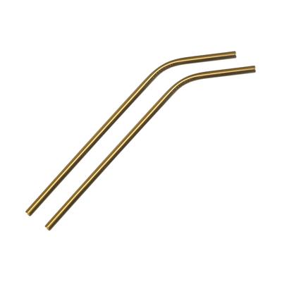 Reusable Metal Straws 2Pcs, Stainless Steel Bent Straw 10.5" Long - Gold