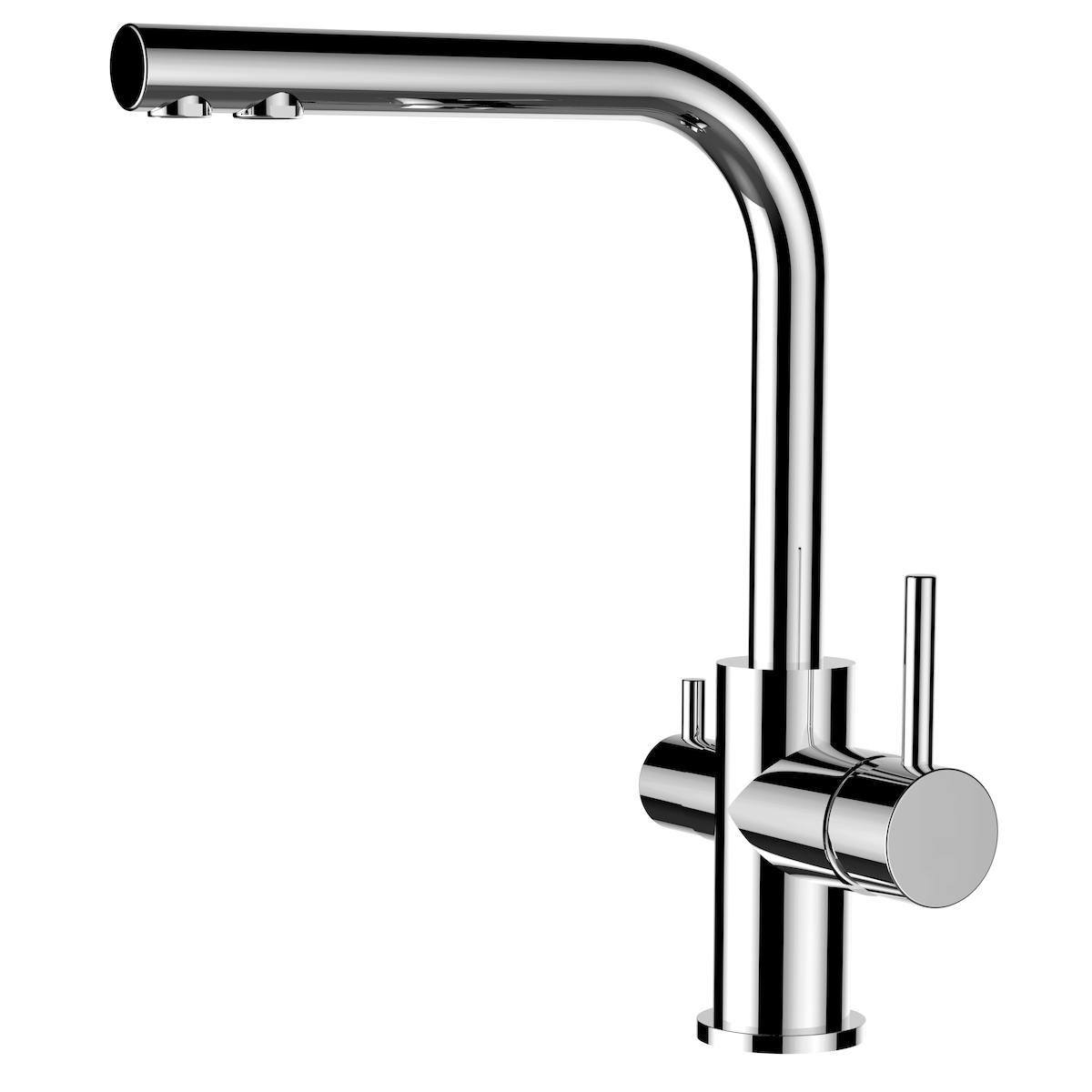 Vizio 3 Wege Wasserhahn Küchenarmatur Spültischmischer FL, Verchromt mit 360° schwenkbarem L-Auslauf Image