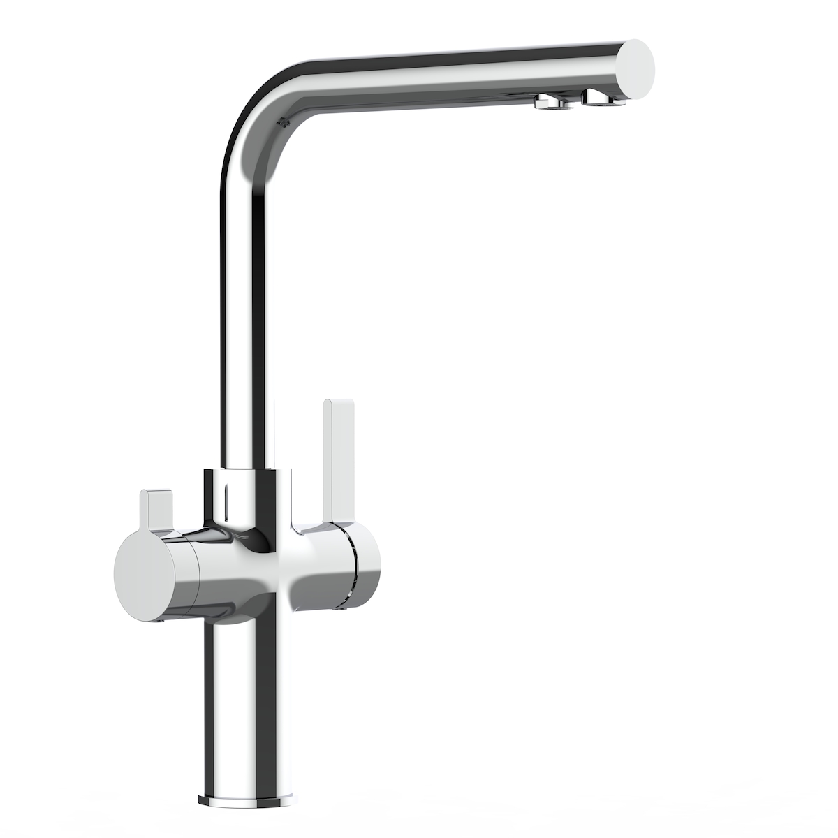 Vizio 3 Wege Wasserhahn Küchenarmatur Spültischmischer FC, Verchromt mit 360° schwenkbarem L-Auslauf Image