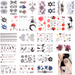 30 Sheets 3D Small Black Temporary Tattoos For Women Men Waterproof Fake Tattoo Stickers For Face Neck Arm Children Tattoo Temporary Flower Birds Star Realistic Tatoo Kits For Boy Girls Adults