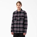 Dickies Men's Flannel Quilted Lined Shirt Jacket - Black Wine Grey Plaid Size 2Xl (TJR03)