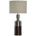 Brushed Steel With Bronze Table Lamp with Beige Hardback Fabric Shade