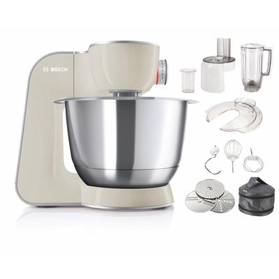 BOSCH Küchenmaschine "Serie 4 MUM58L20, Durchlaufschnitzler, Mixer, grau", grau (mineral grau, silber), B:28cm H:28,2cm T:27,1cm, Küchenmaschinen, 3 Scheiben, Schüssel, Knethaken/Rühr-/Silikonbesen, spülmaschinenfest