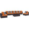 Ergode Convene 8 Piece Outdoor Patio Sectional Set - Espresso Orange