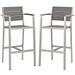 Ergode Shore Bar Stool Outdoor Patio Aluminum Set of 2 - Silver Gray