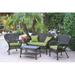 4 Piece Windsor Espresso Wicker Conversation Set Green Cushion