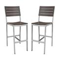 Home Square Aluminum Frame Patio Bar Side Stool in Espresso - Set of 2