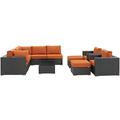 Ergode Sojourn 10 Piece Outdoor Patio Sunbrella Sectional Set - Canvas Tuscan