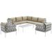 Ergode Harmony 8 Piece Outdoor Patio Aluminum Sectional Sofa Set - White Beige