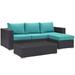 Ergode Convene 3 Piece Outdoor Patio Sofa Set - Espresso Turquoise