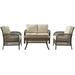 Tribeca Outdoor Wicker Seating Set in Brown with Sand Cusions - 4 Piece