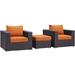 Ergode Convene 3 Piece Outdoor Patio Sofa Set - Espresso Orange