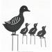 Metal Animal Yard Decor - Duck Shaped Garden Art for Outside Decorations - Outdoor Decorative Stake Accessories and Lawn Ornaments - Ornamental Gardening Stakes for Decoration - 4 Piece Set