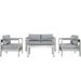 Ergode Shore 4 Piece Outdoor Patio Aluminum Sectional Sofa Set - Silver Gray