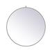 39 in. Metal Frame Round Mirror with Decorative Hook Grey