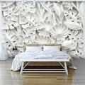 Tiptophomedecor Peel and Stick Floral Wallpaper Wall Mural - White 3D Botanical Garden - Removable Wall Decals