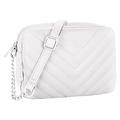 CRAZYCHIC - Women's Quilted Crossbody Bag - Small Chain Shoulder Bag - PU Leather Handbag - Ladies Rectangular Clutch 2 Zipper Compartments - City Shopping Evening Fashion - White