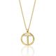 MIORE T initial necklace in 9 karat 375 yellow gold anchor chain 42 cm, circle pendant with letter on adjustable 40 cm + 2 cm chain