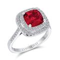 Bling Jewelry Personalize Large Fashion Solitaire AAA Cubic Zirconia Pave CZ Cushion Cut Simulated Ruby Red Vintage Art Deco Style Cocktail Statement Ring for Women Silver Plated Custom Engraved