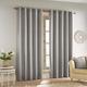 Enhanced Living Savoy Grey Velvet Chenille 100% Blackout Thermal Eyelet Curtains - 66 x 54 inch (168 x 137cm) for Living Room/Bedroom