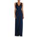 Sleeveless Satin Faux Wrap Gown - Blue - After Six Dresses