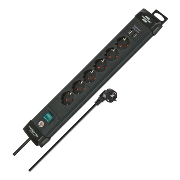 Brennenstuhl 6-fach Steckdosenleiste mit 2x USB »Premium-Line« schwarz schwarz Image